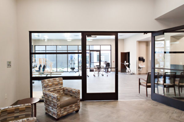 Enterance to therapy area at Cascadia of Nampa, Idaho a skilled nursing and therapy facility